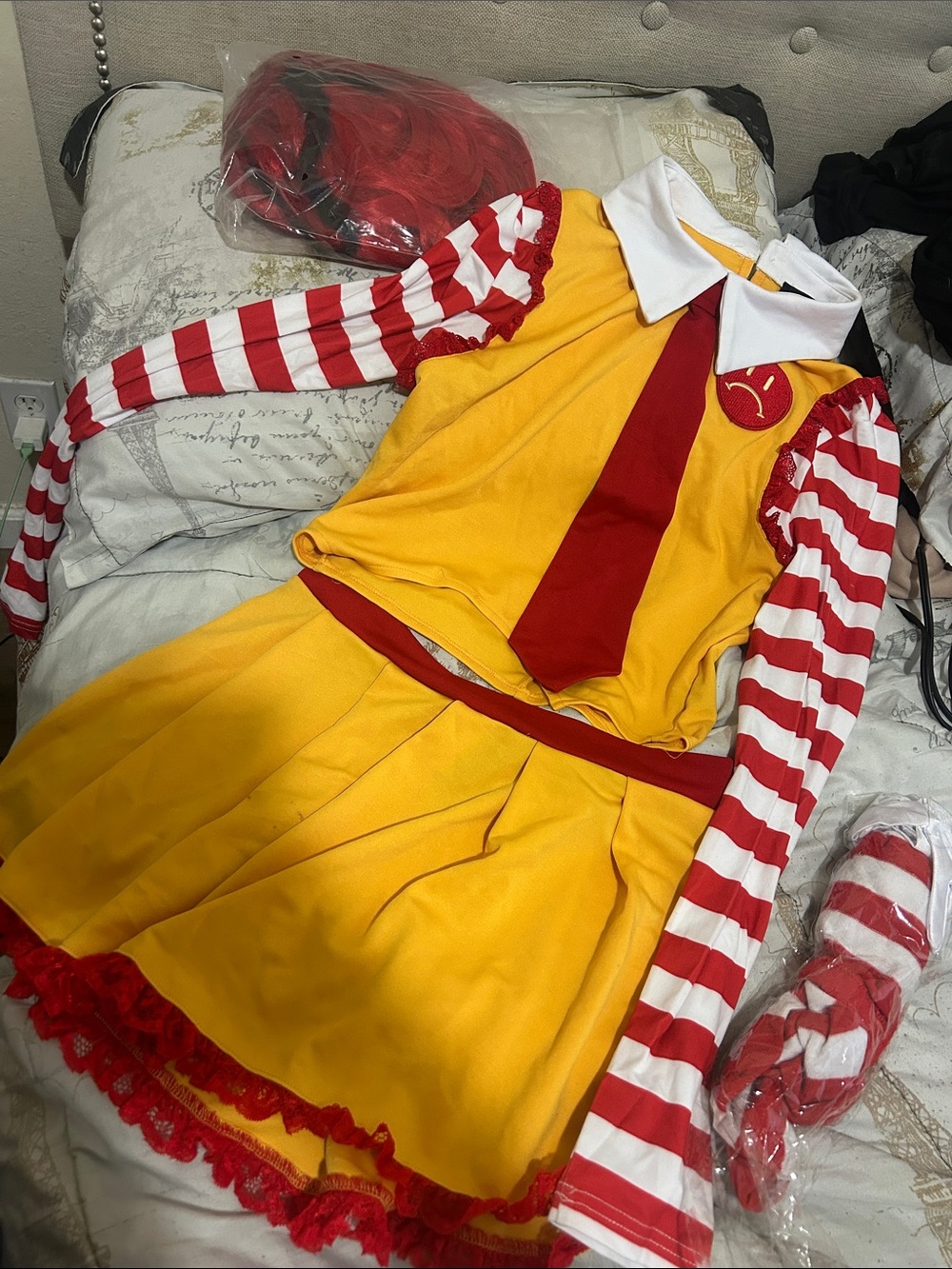 Dolls Kill Yellow & Red Striped Fast-Food Inspired Adult Costume